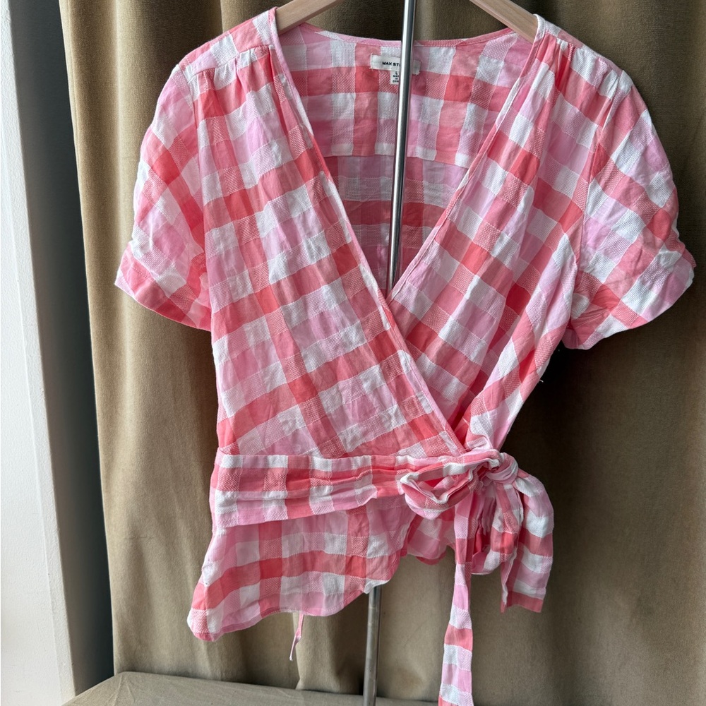 Max Studio Pink and White Wrap Blouse
